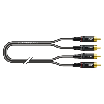 Sommer Cable Hicon RCA-Cinch-Patchkabel,  unsymmetrisch SC-Onyx schwarz, 1 x 0,25 mm² | RCA-Cinch / RCA-Cinch, HICON