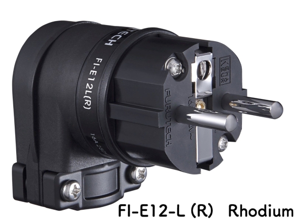 Furutech FI-E12-L (R) Schukostecker Netzstecker gewinkelt IEC C14 Rhodium (1 Stk.)
