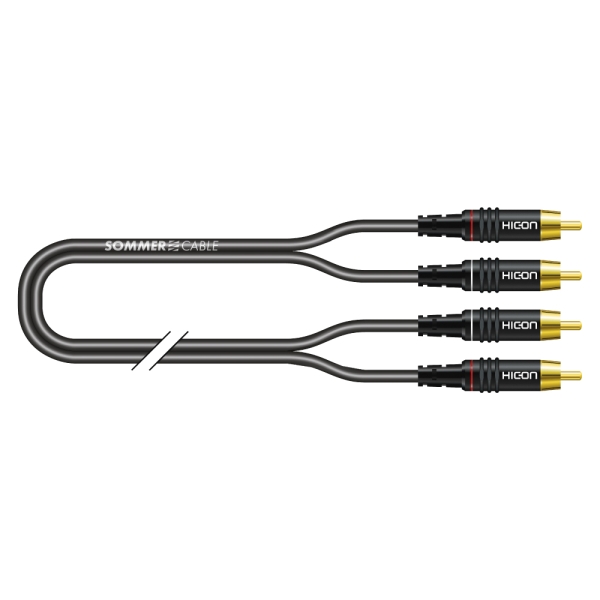 Sommer Cable Hicon RCA-Cinch-Patchkabel,  unsymmetrisch SC-Onyx schwarz, 1 x 0,25 mm² | RCA-Cinch / RCA-Cinch, HICON